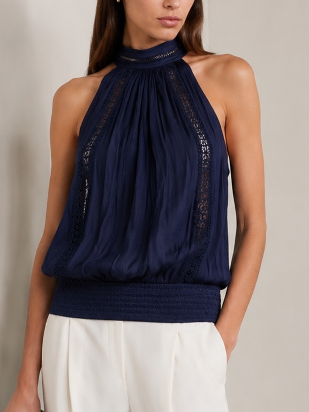 Ramy Brook Blue Mock Neck Sleeveless Top – Size S